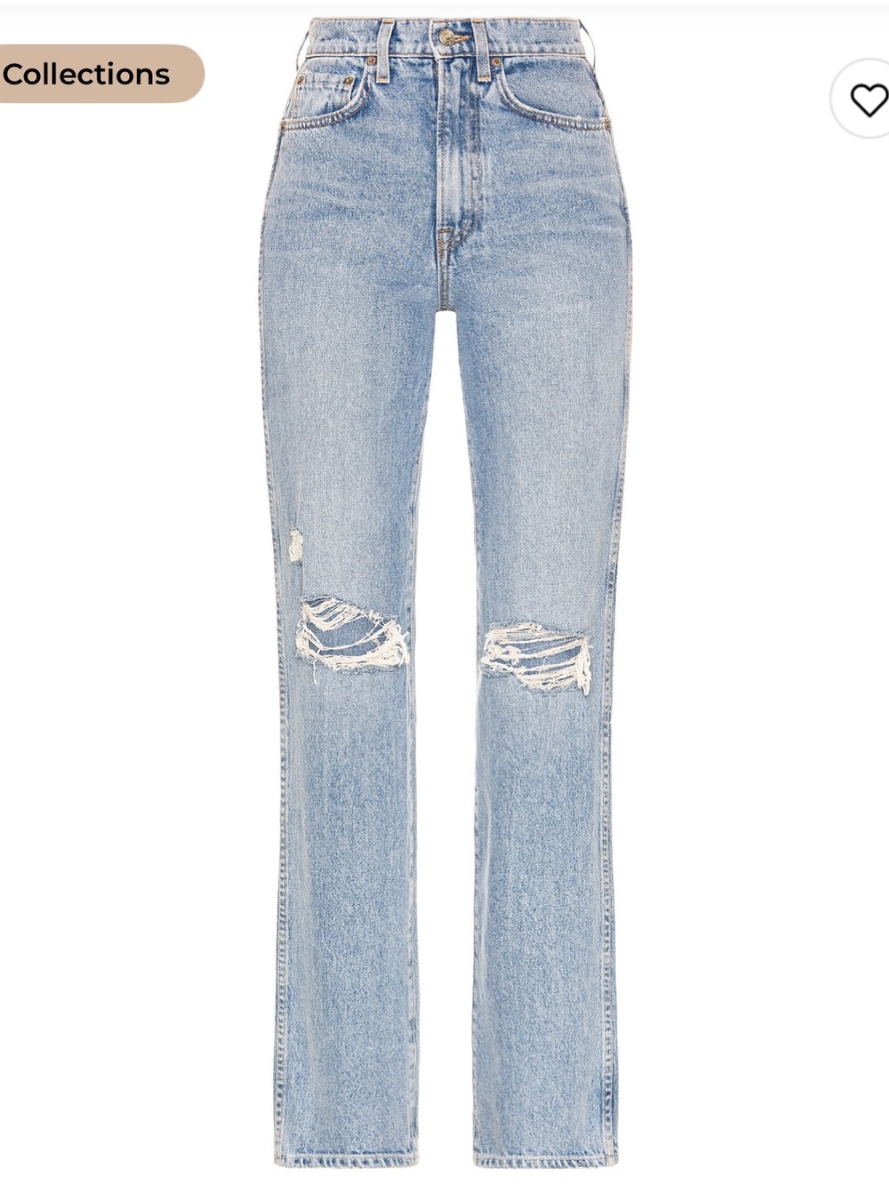 GRLFRND Sara Super High Rise Slim Straight Jeans in Light Blue (Red Rock)